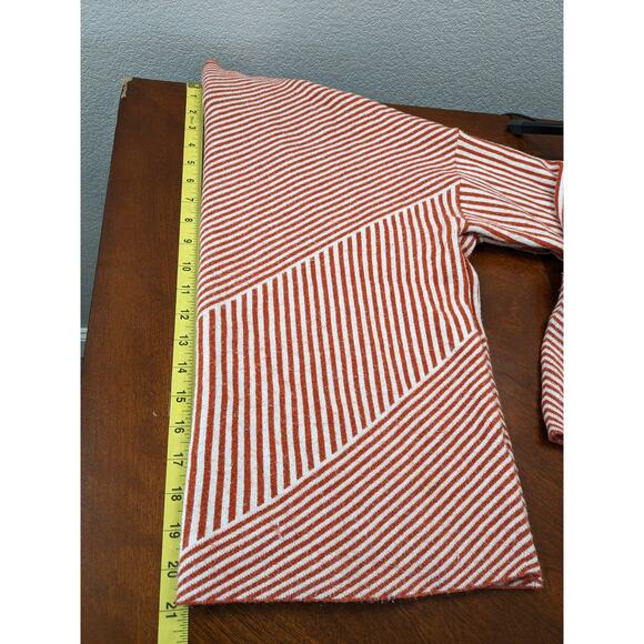 Cynthia Rowley Striped Sweater Medium Orange White Classy Mock Neck Oversize - Picture 9 of 11